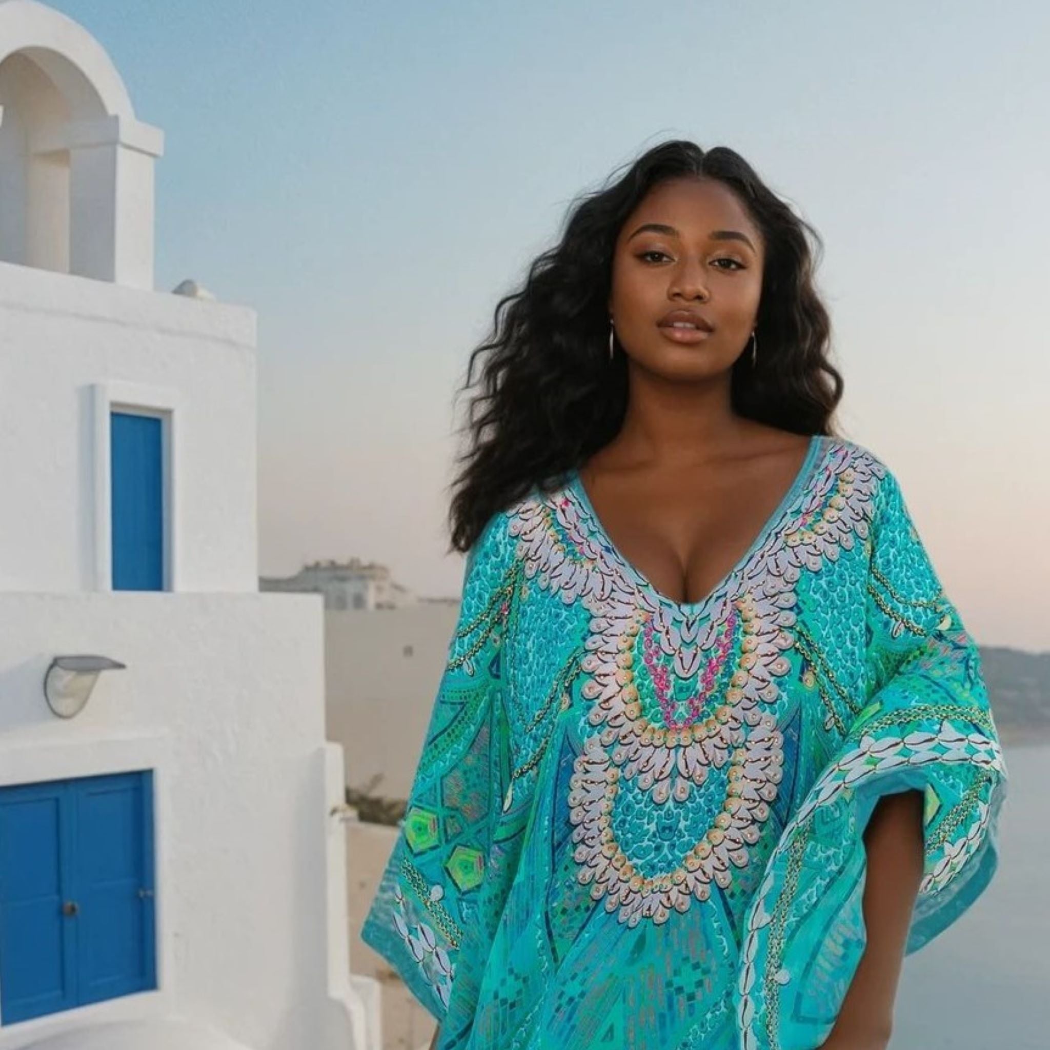 aqua plus size silk designer beach cover ups by Lindsey Brown resort wear