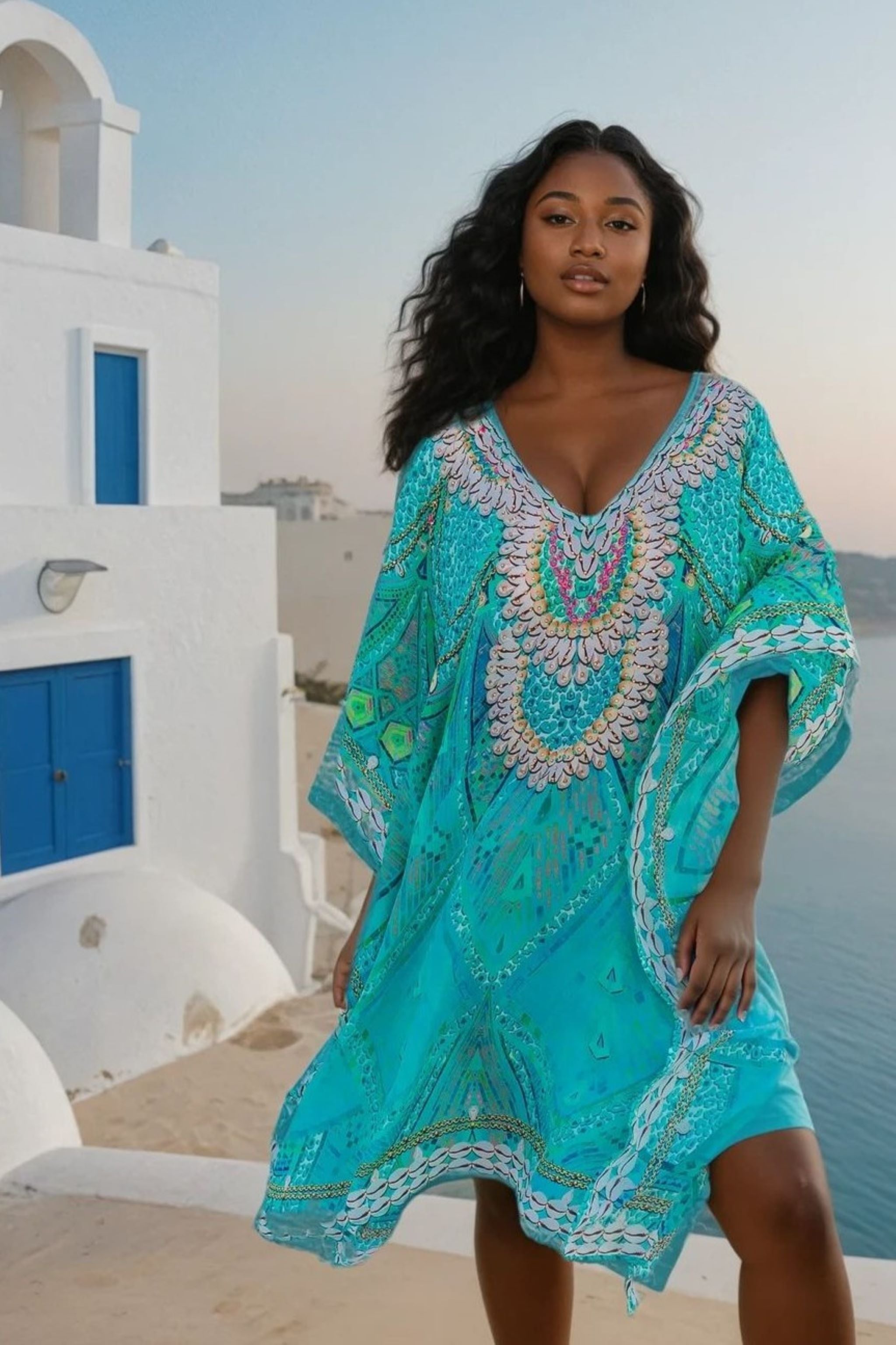 aqua plus size silk designer beach cover ups by Lindsey Brown resort wear 