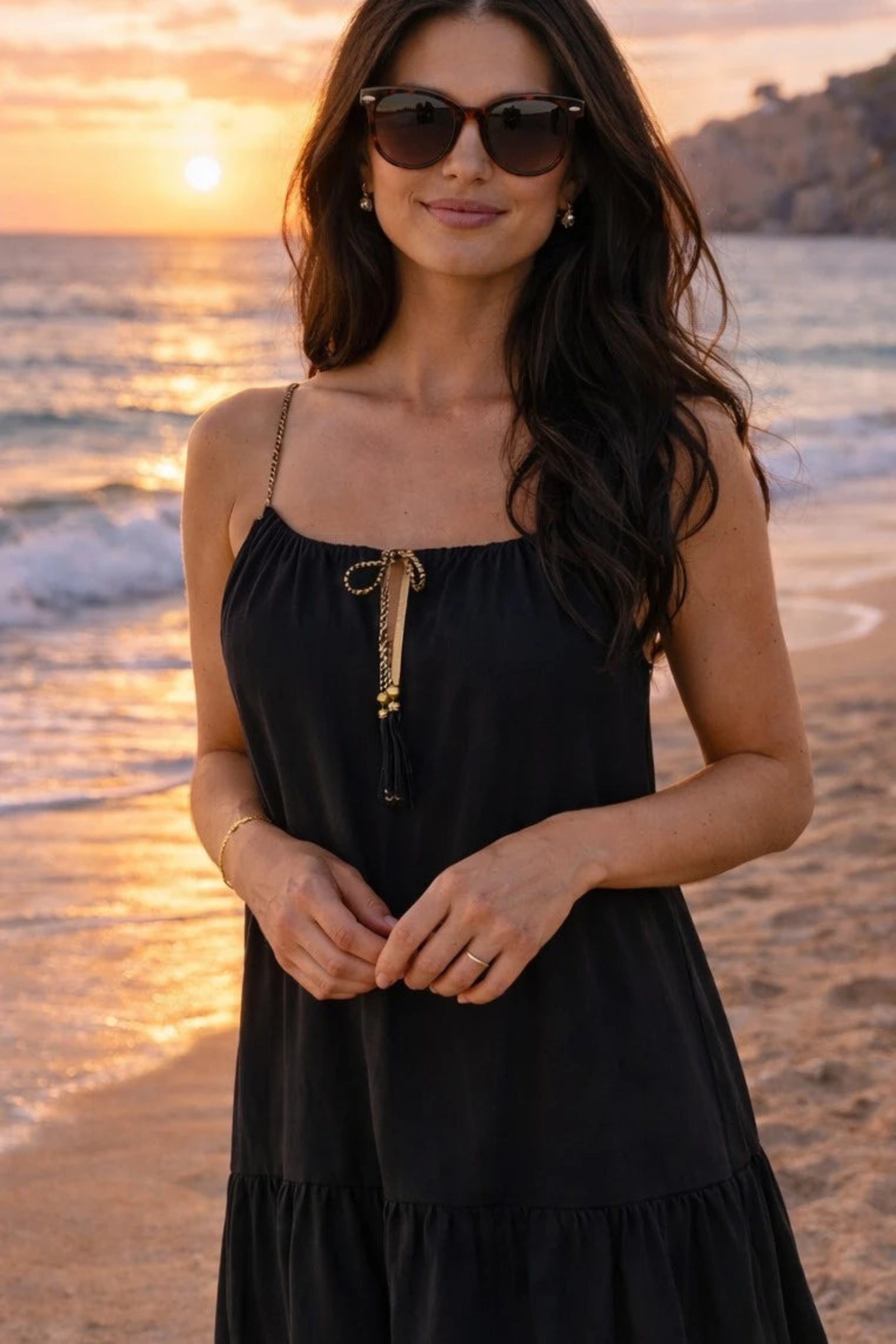 black cotton sleeveless beach dresses wear on vacation by lindsey brown