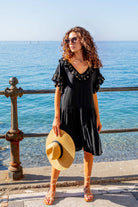 Black cotton plus size beach dresses to wear on vacation by Lindsey Brown resort wear