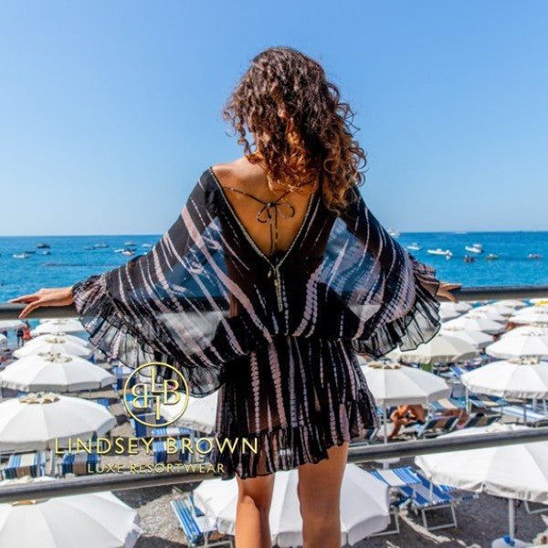 bloused silk kaftan drop waisted dresses by Lindsey Brown