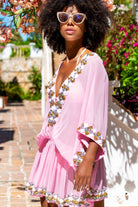 Pink silk luxury kaftans , beautifully made silk resort wear by Lindsey Brown resort wear