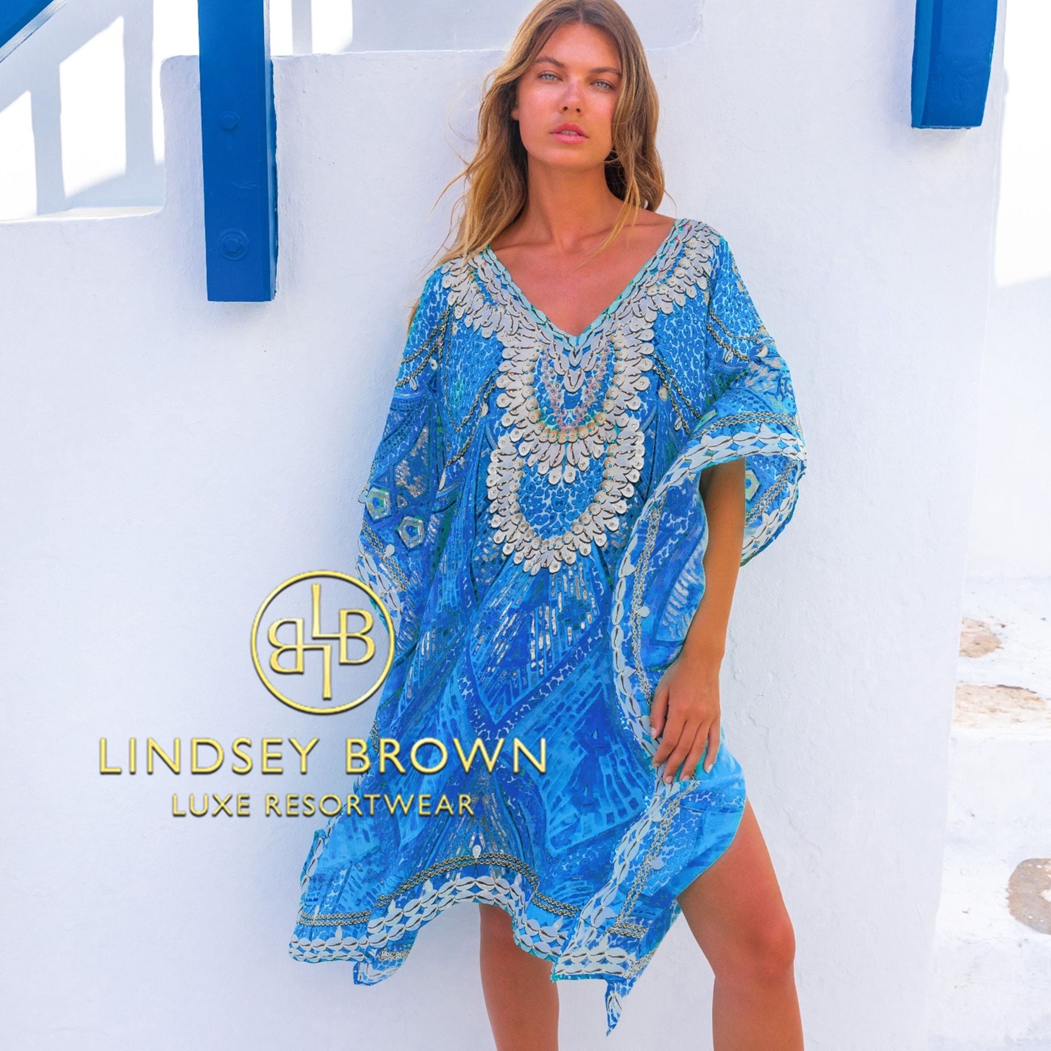 sale luxury beach cover ups by Lindsey Brown silk resort wear